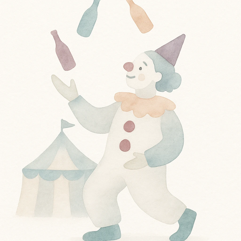 clown juggling bottles in circus  emoji