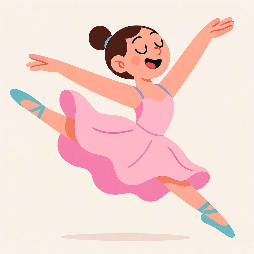 ballet dancer mid-leap, flowing costume, dynamic movement, light background emoji