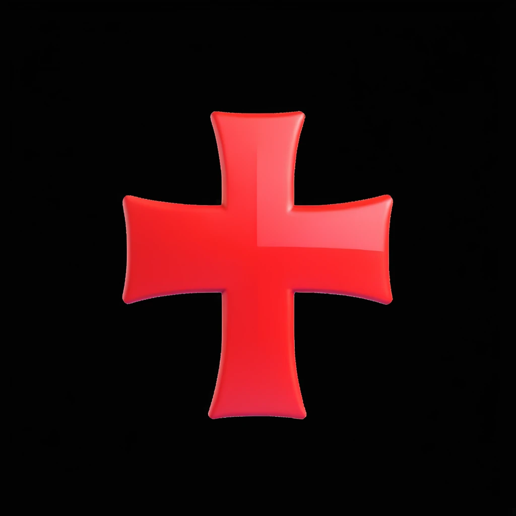 red cross symbol, glossy 3D style emoji