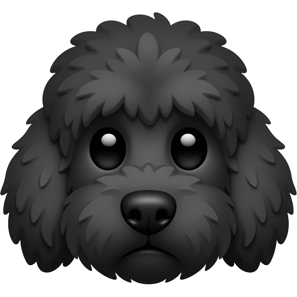 the face of a black cartoon Portuguese Water dog emoji