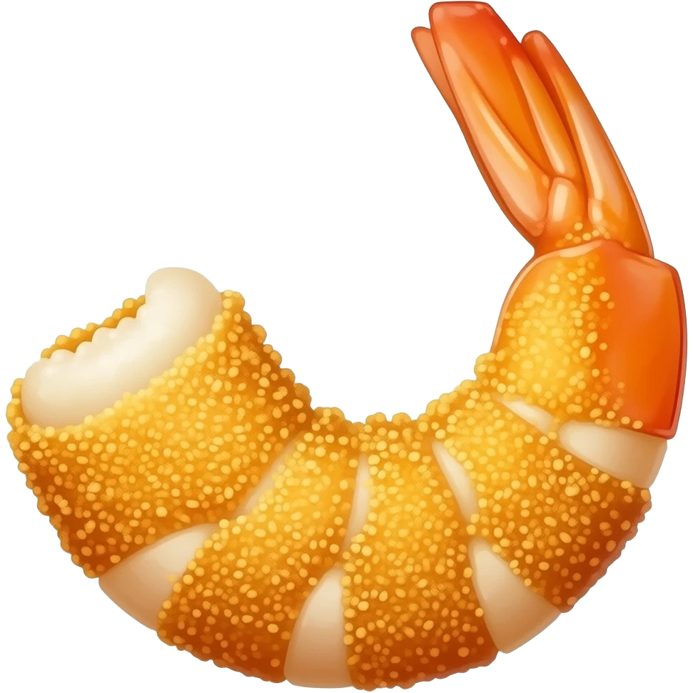 Breaded butterfly shrimp, typically featuring a crunchy panko breadcrumb coating. emoji