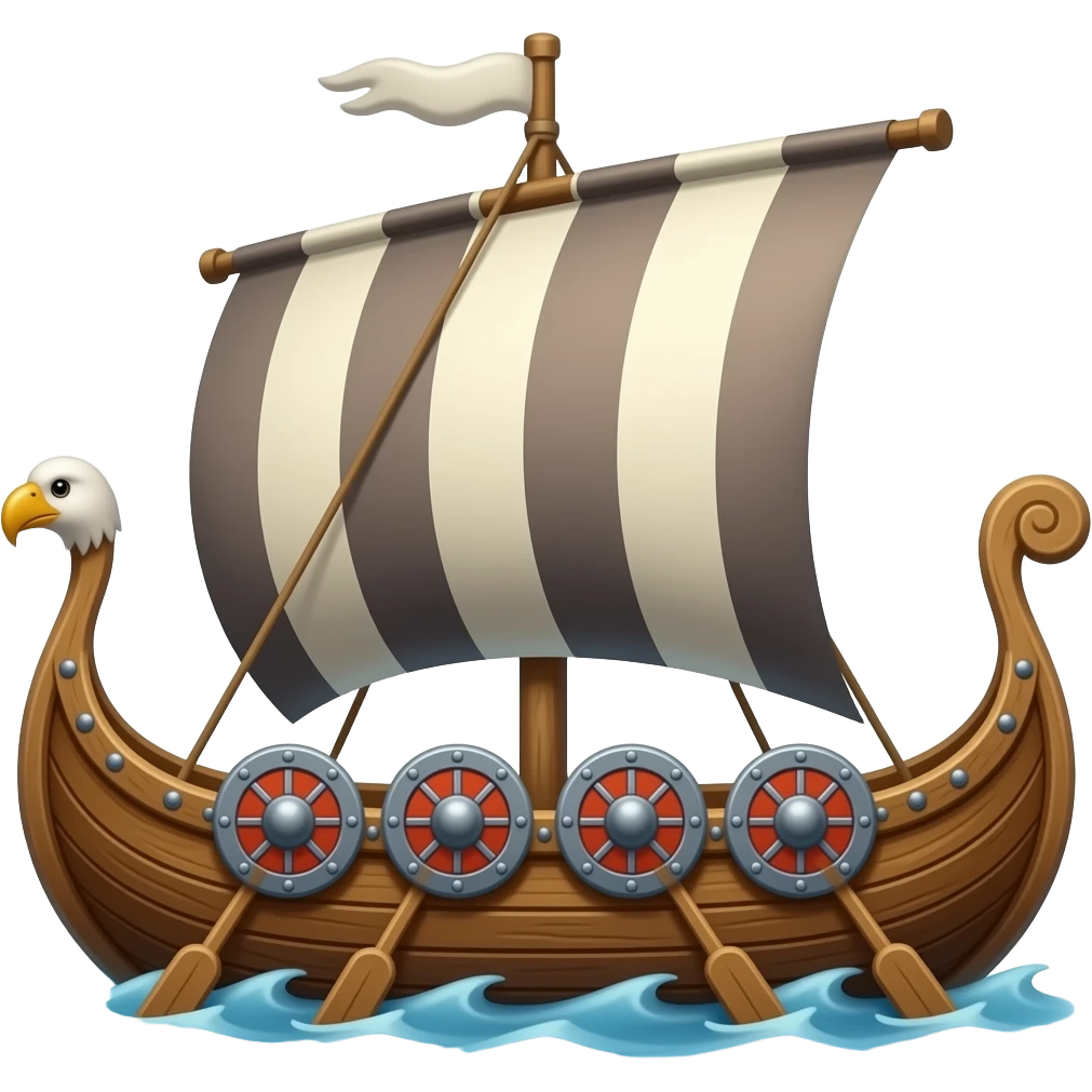 viking longship with raven emoji