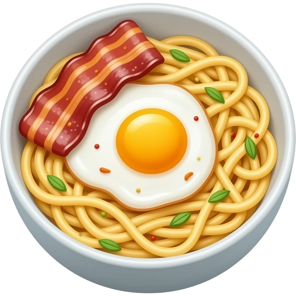 Nouilles bacon œuf petit épices emoji