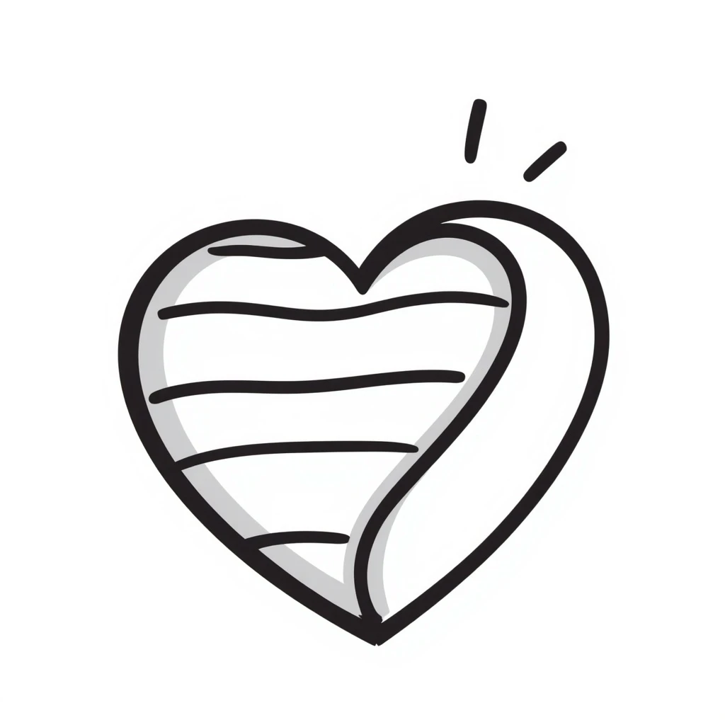 heart, doodle sketch look emoji