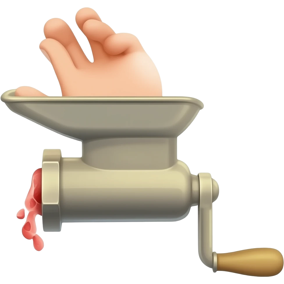 human hand inside meat grinder emoji