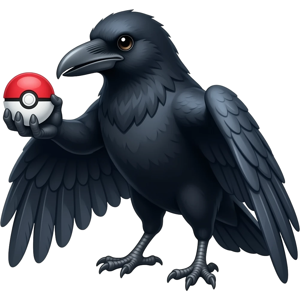 Raven holding pokeball in wing emoji