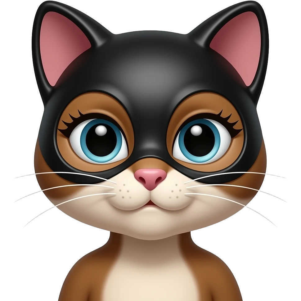 Only show the head A brown cat that looks like Cat woman with long lashes emoji