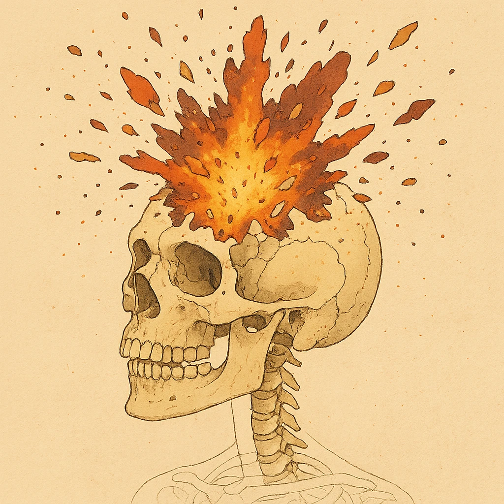 a skull exploding, anatomical diagram emoji