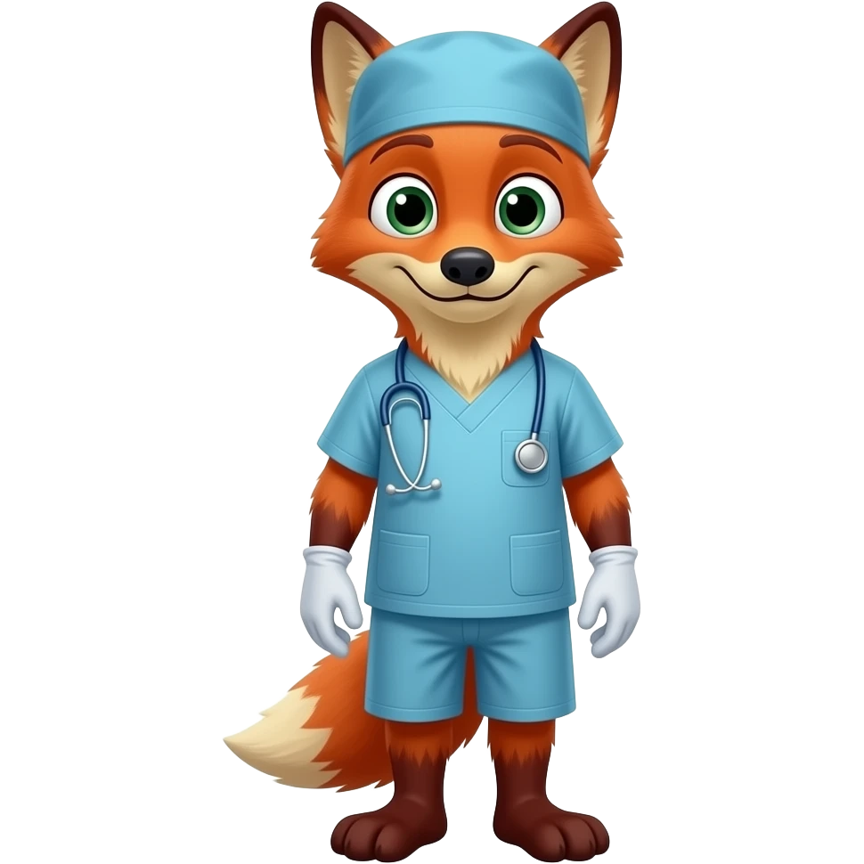surgeon fox front facing with gloves emoji