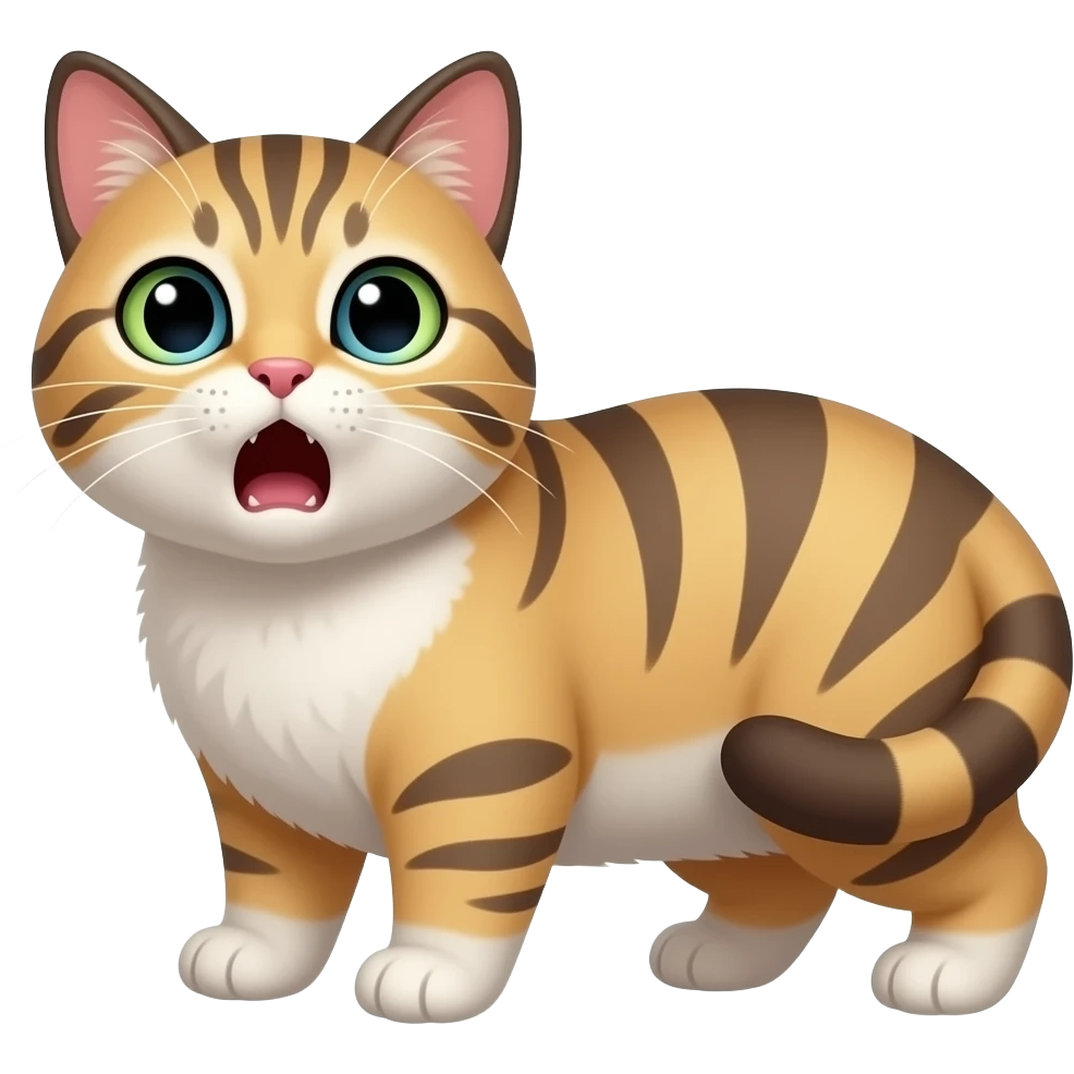 Um gato assustado miando(dizendo:) "impecável! " emoji