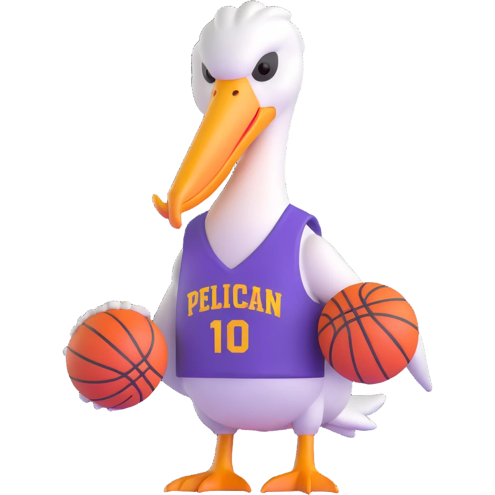 Pelican wearing New Orleans basketball jersey emoji