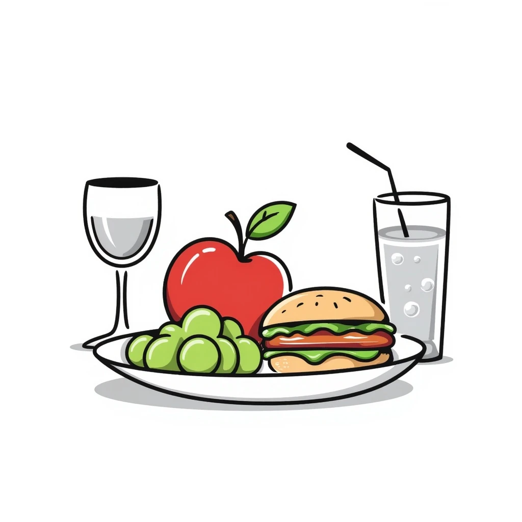 A healthy meal with a glass of water emoji