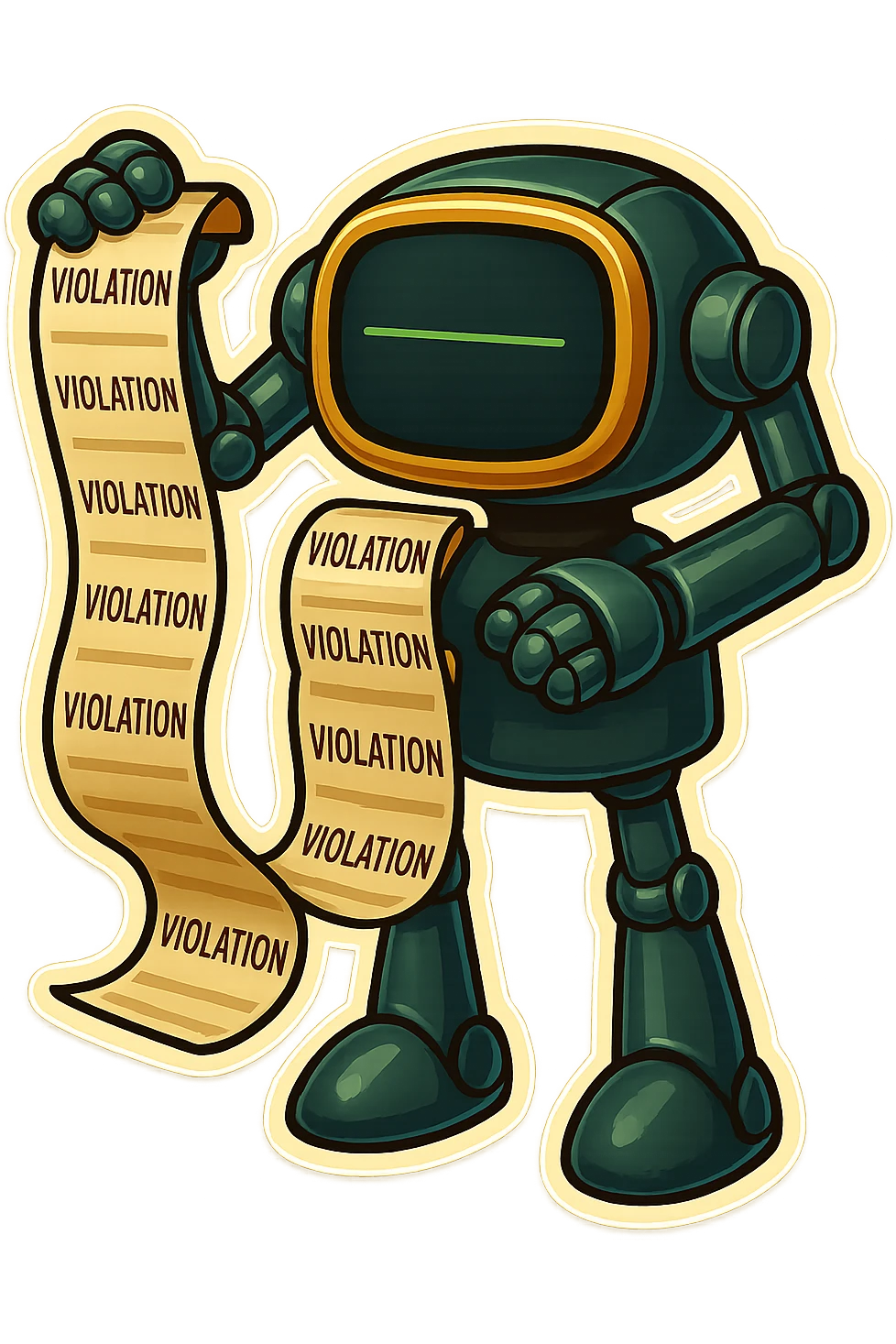 auditor robot prints out violations emoji