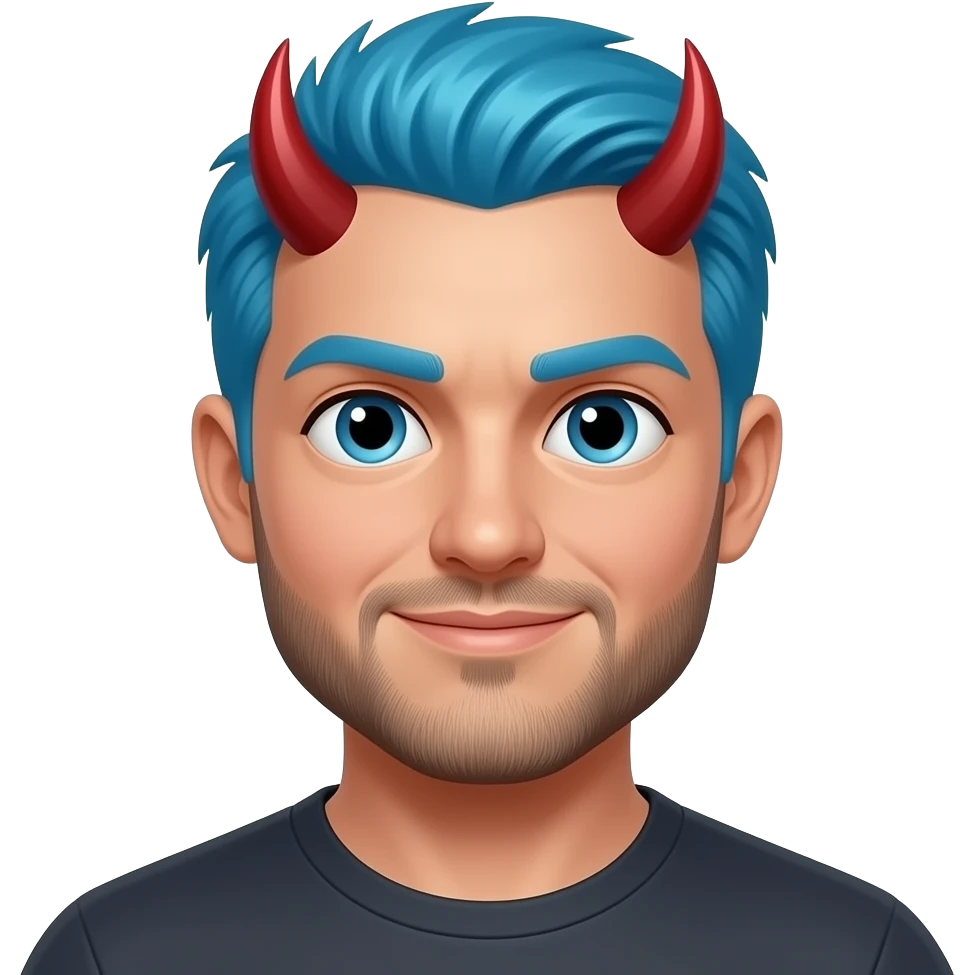 man with devil face and blue hairs emoji