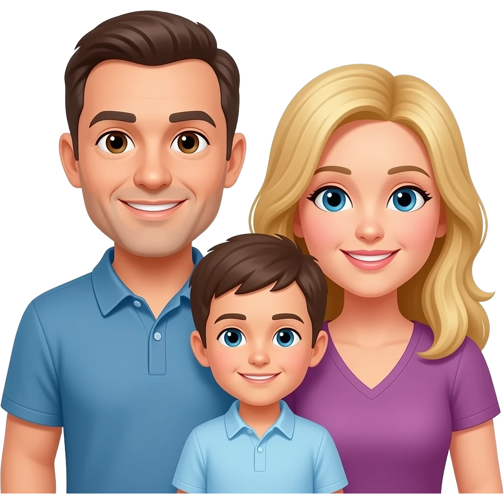 Papà calvo con figlio e mamma bionda emoji