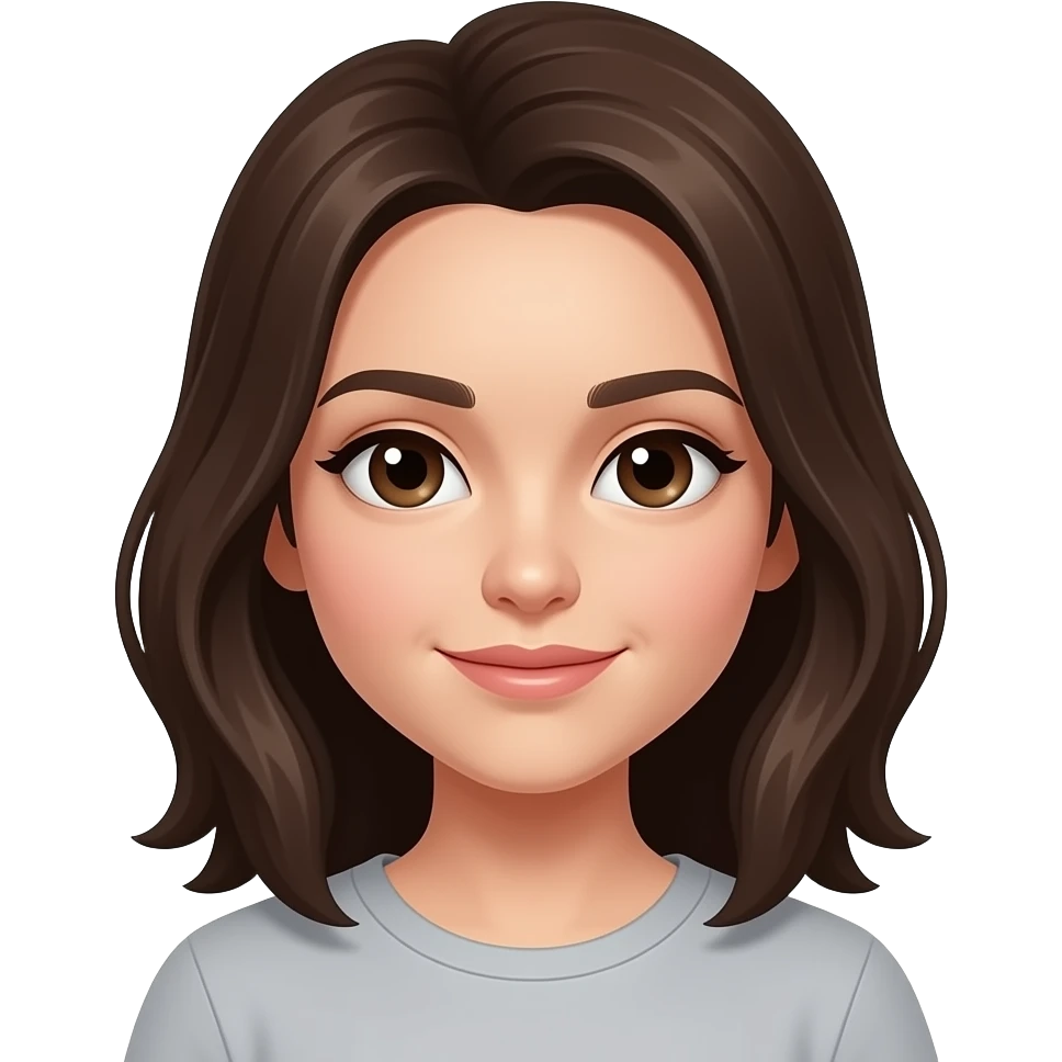 chica `pelo moreno oscuro ojos marrones emoji