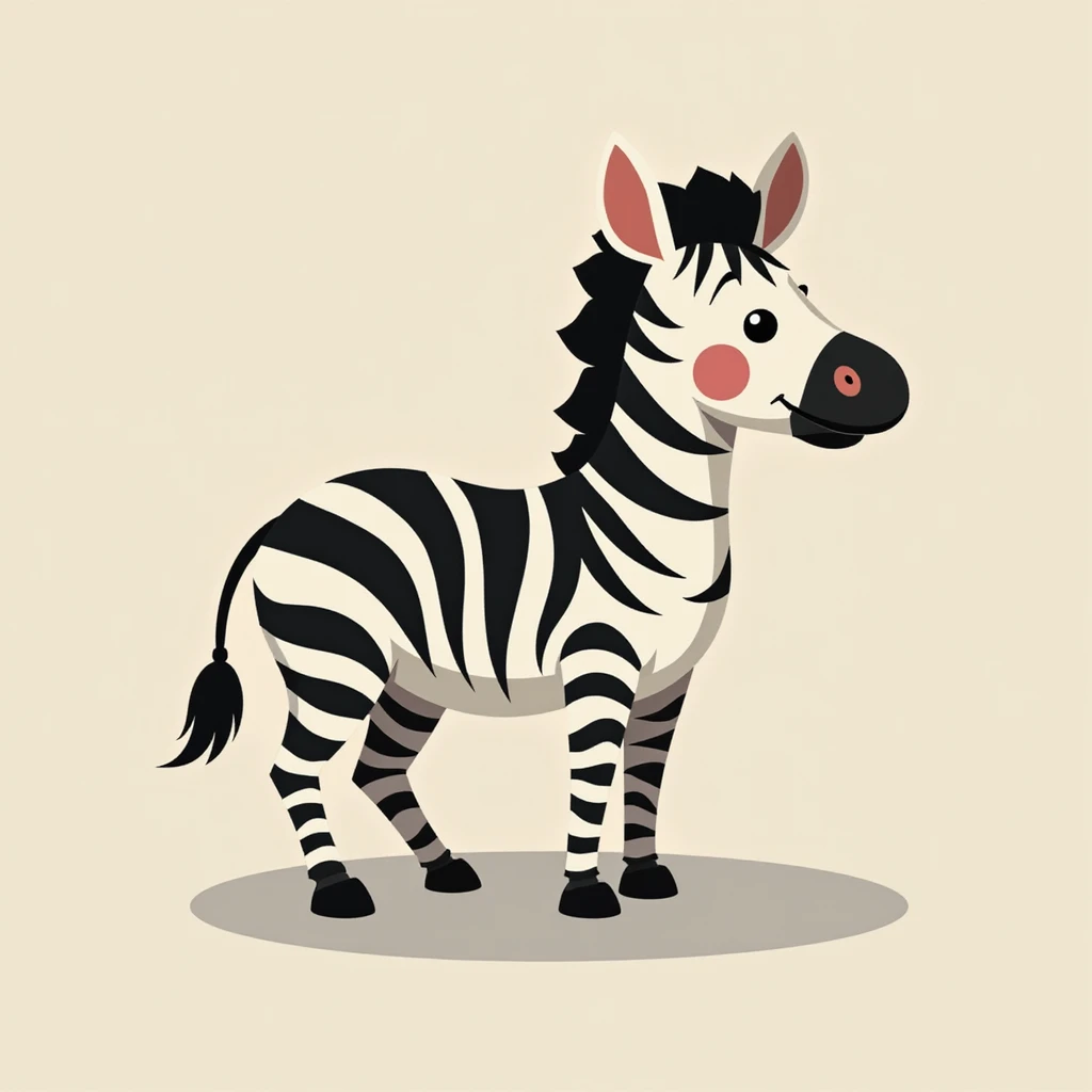 Flat design style zebra emoji