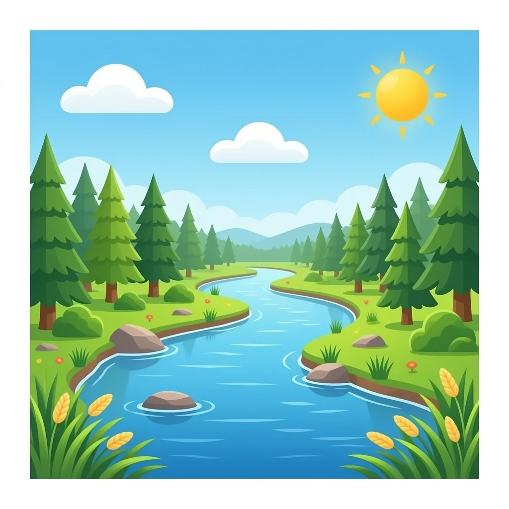 hazme una rio y mucha vegetacion. Horizontal emoji