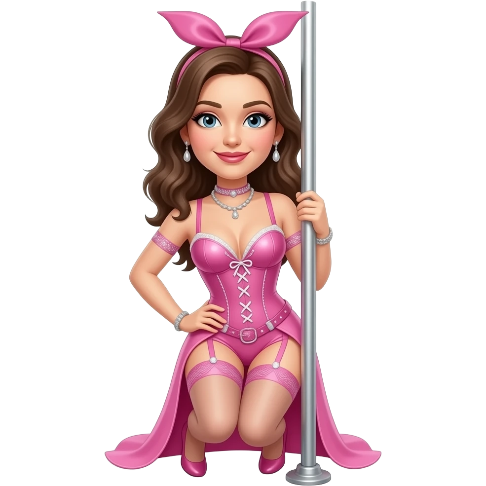 Stripper with pink outfit on pole emoji