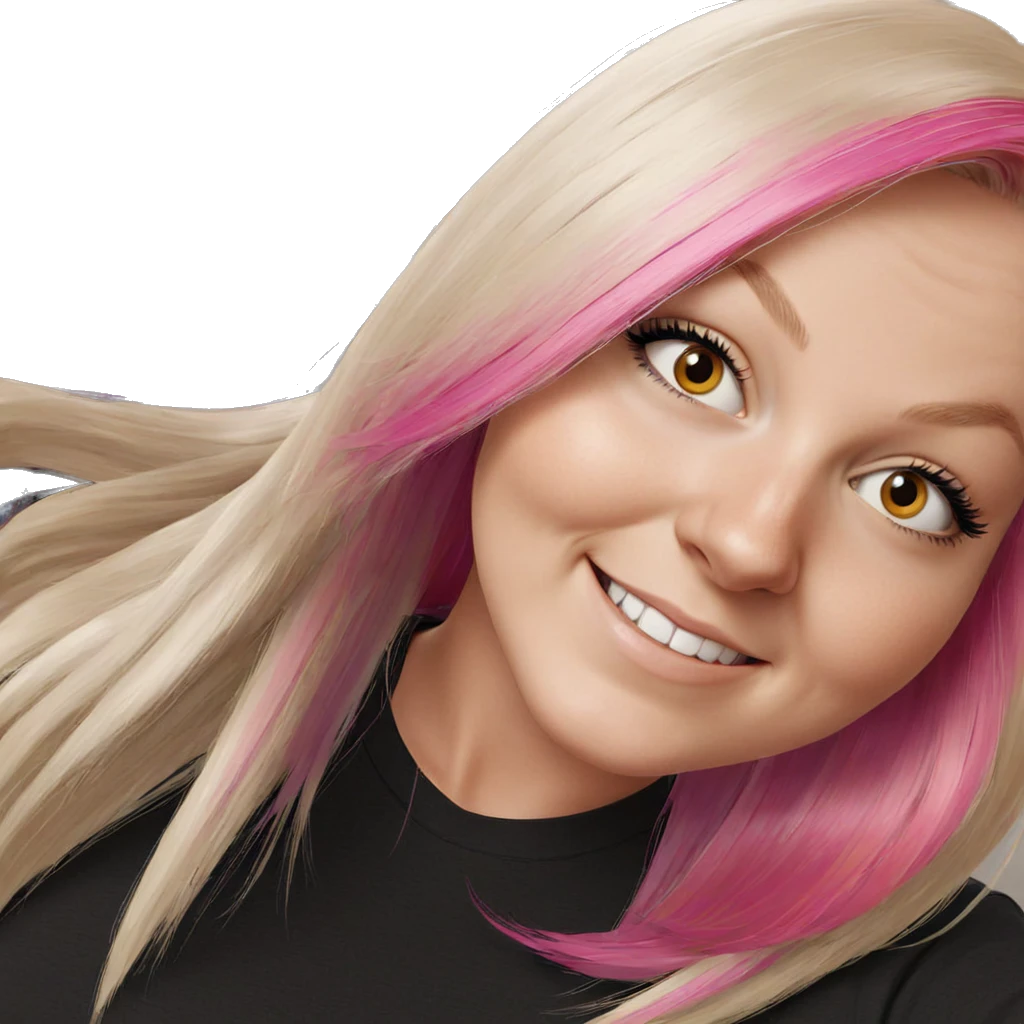 smiling girl with colorful hair emoji