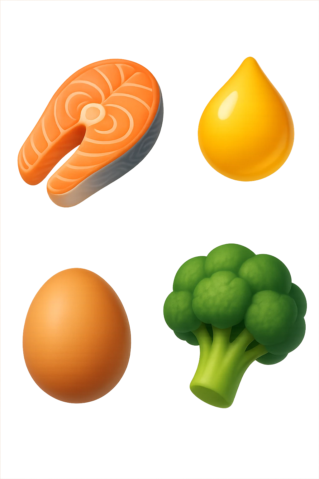 EMOJI STILE IPHONE 3D DI proteine, fibre, grassi sani che fluttuano in aria, iperrealistico 4k emoji