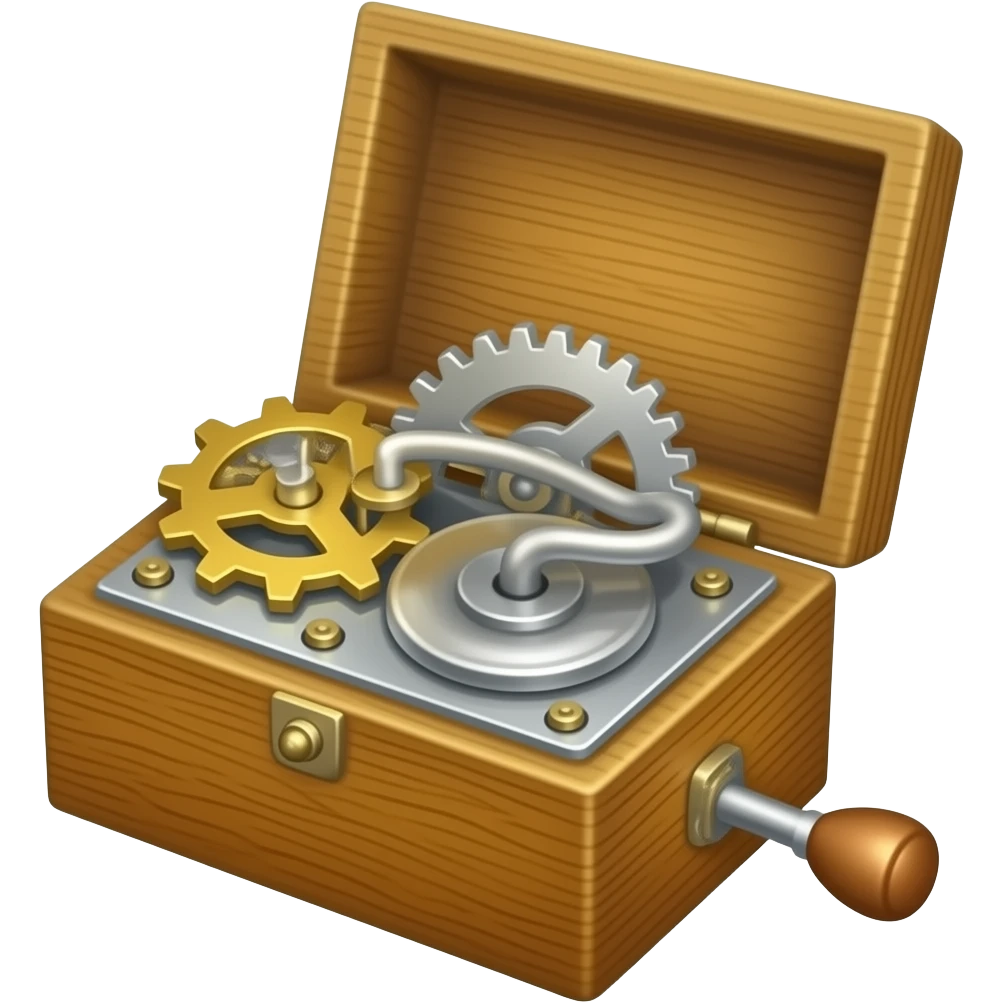 the mechanical music box with gears and cranck emoji