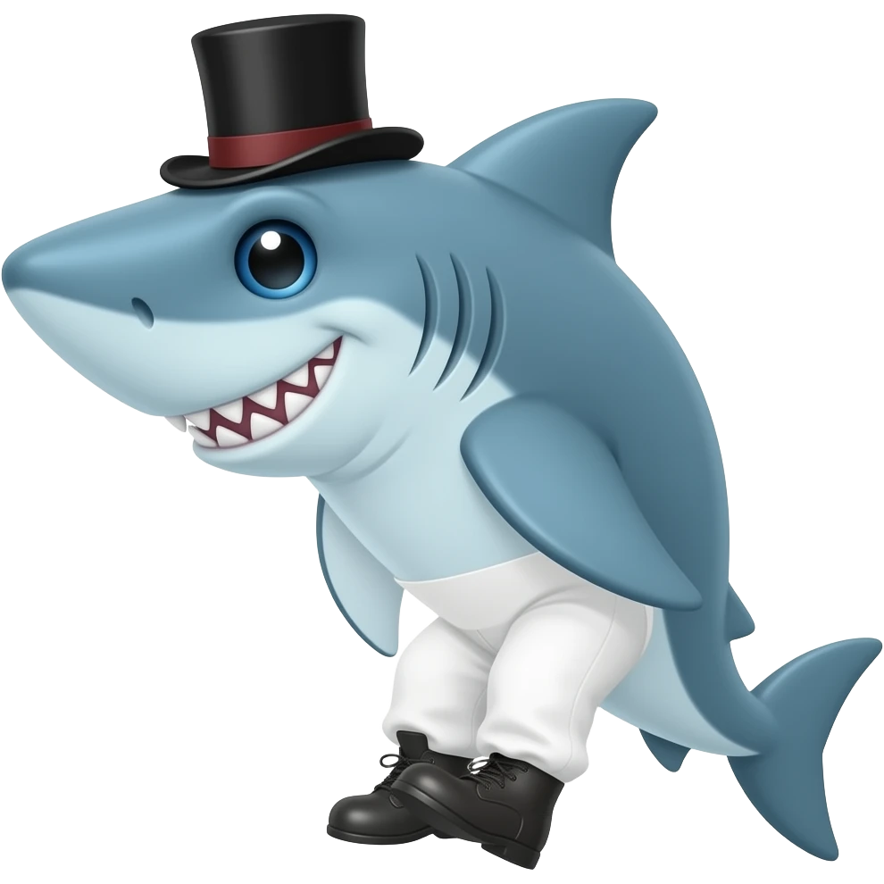 Shark with a top hat emoji