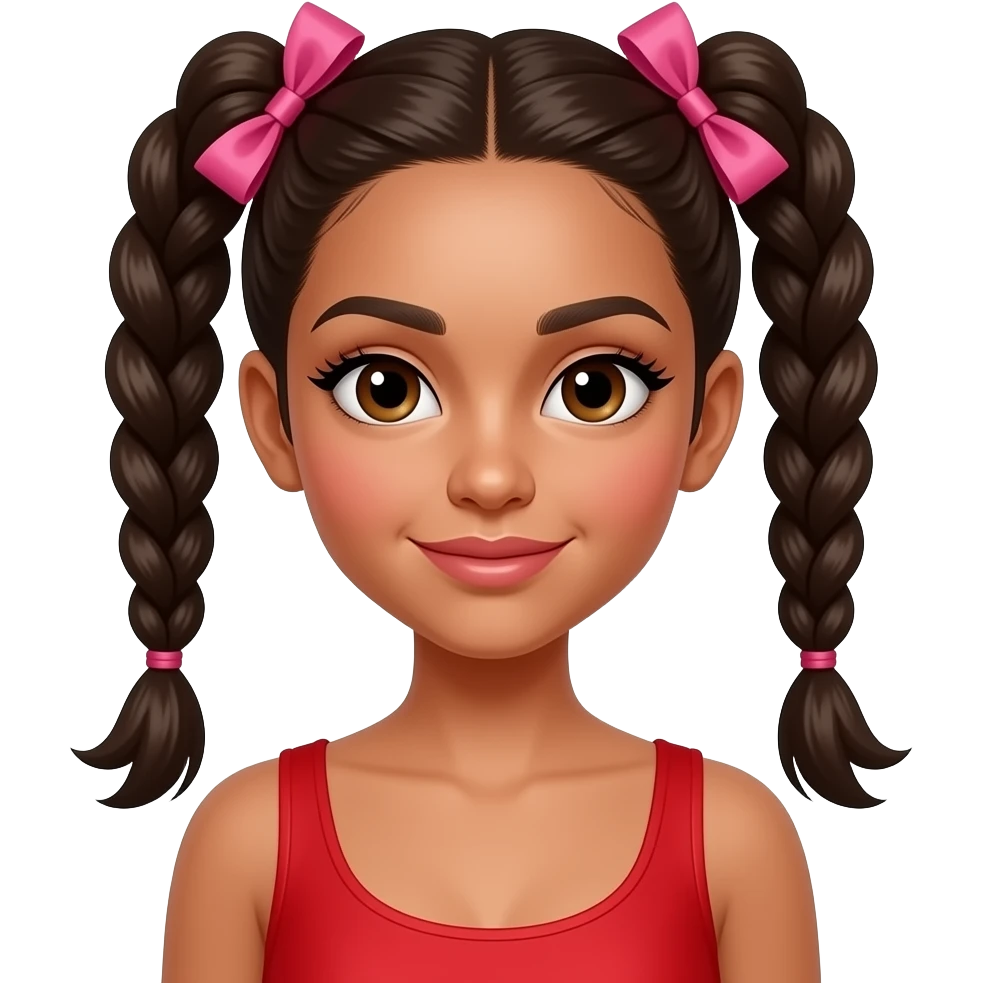 latina braided girl with pink ribbon , red designer cloth closeup emoji