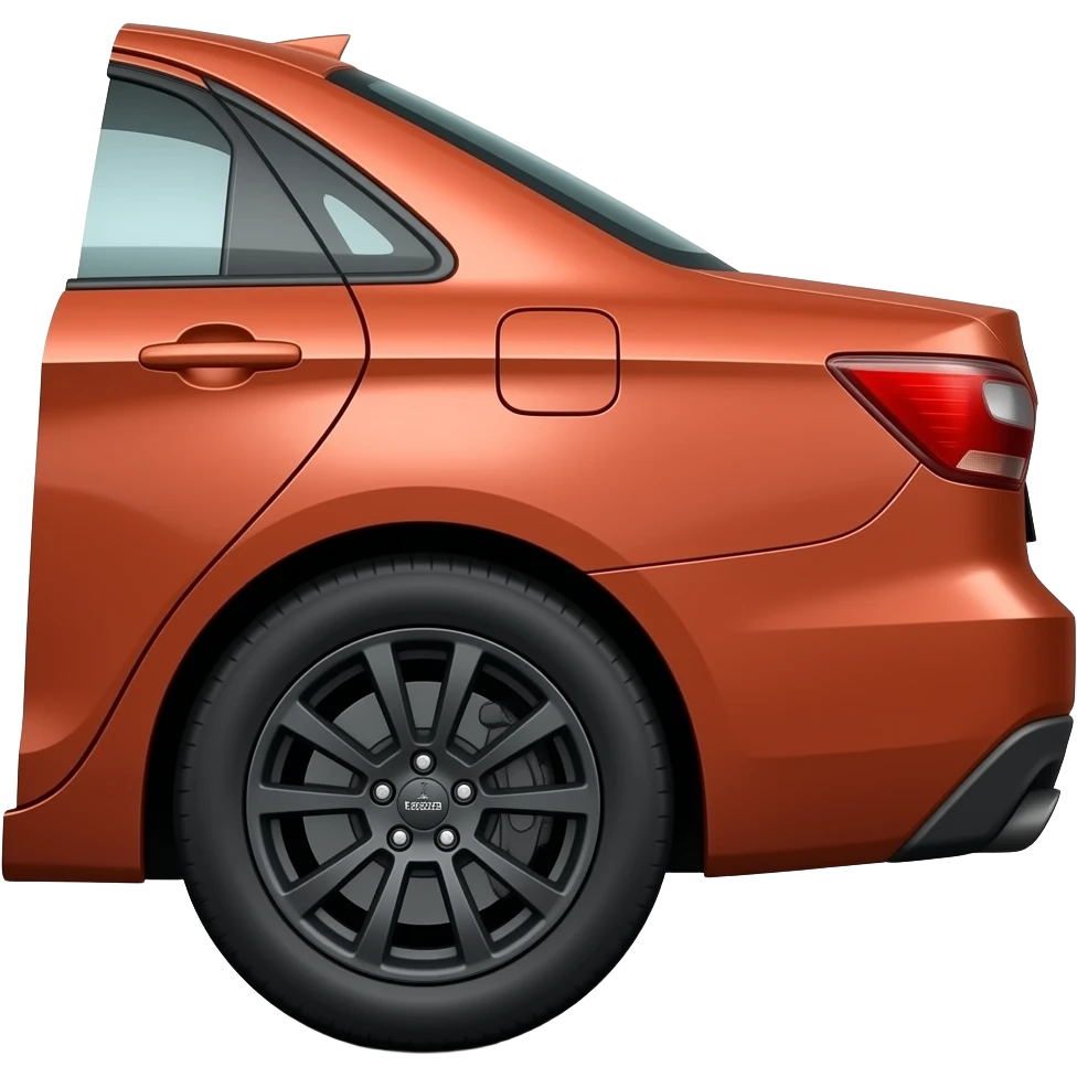 One red Lada Vesta with black discs, standing on its side emoji