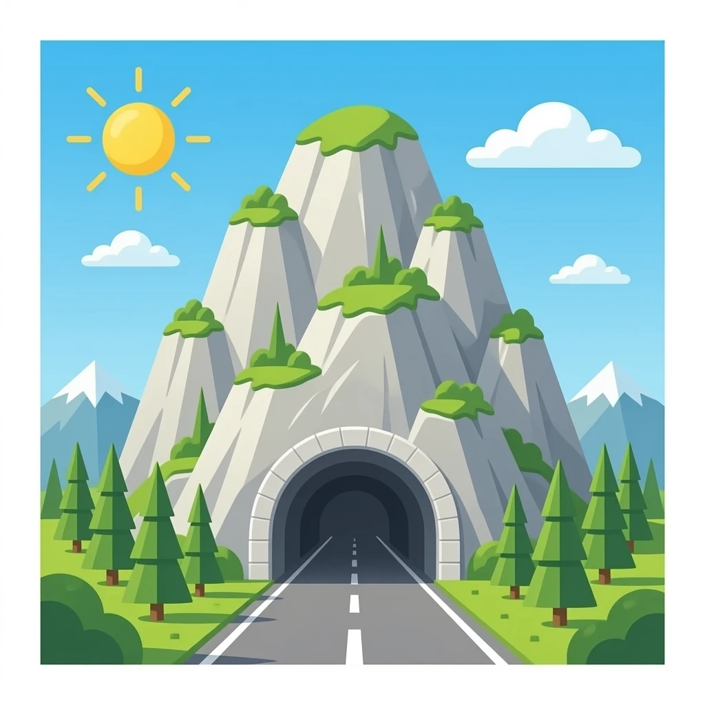 a tunnel inside the mountain from top view emoji