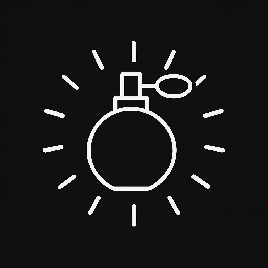 white Vector minimalistic and elegant icon of sun shaped perfume black solid background emoji