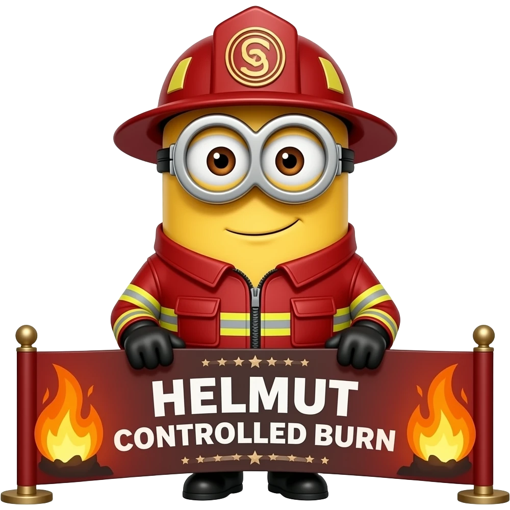 fire fighter minion aOT on helmut  banner CONTROLLED BURN emoji
