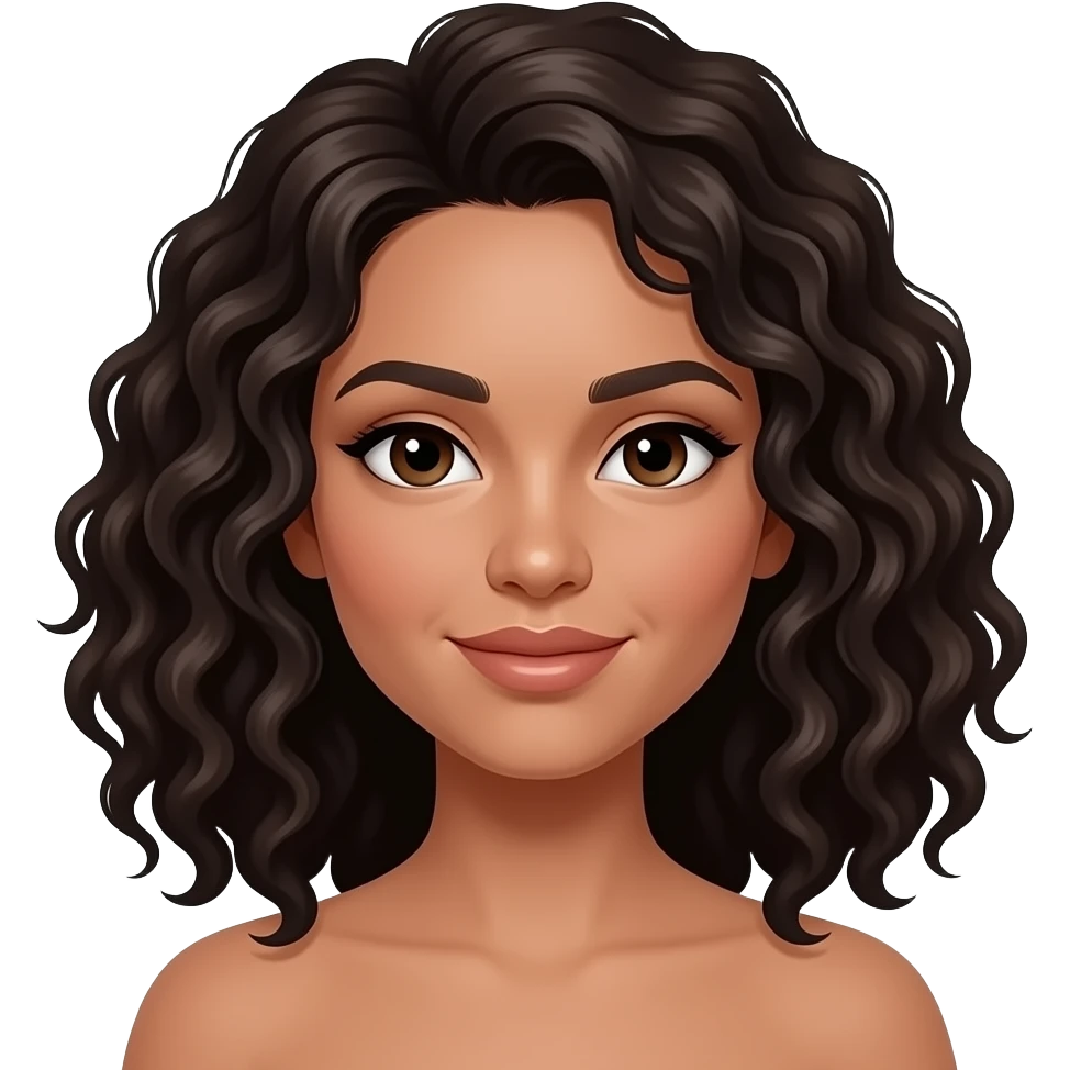 lighter tanned woman with dark curly hair shoulder length emoji