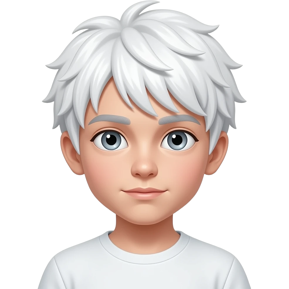 Boy with white hair messy and grey eyes emoji