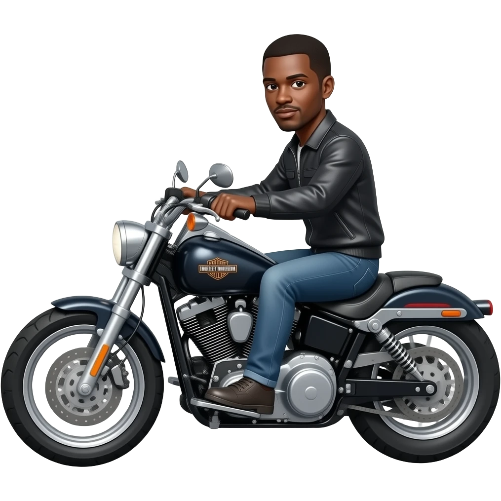 Black guy on 2024 Harley-Davidson Street glide emoji