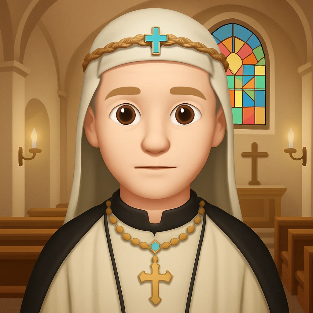 Add a church background behind the medieval priest in the style of emoji (apple style emojis). Keep the emoji style look and feel. emoji