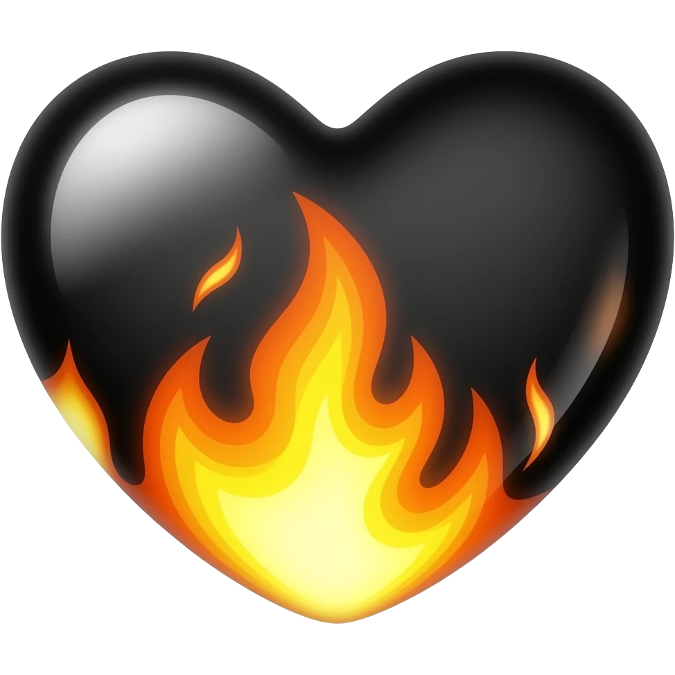 Black heart with fire flam emoji