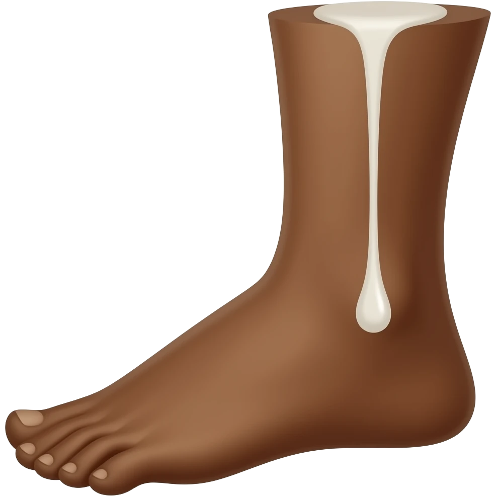 Dripping white juice between brown leg emoji