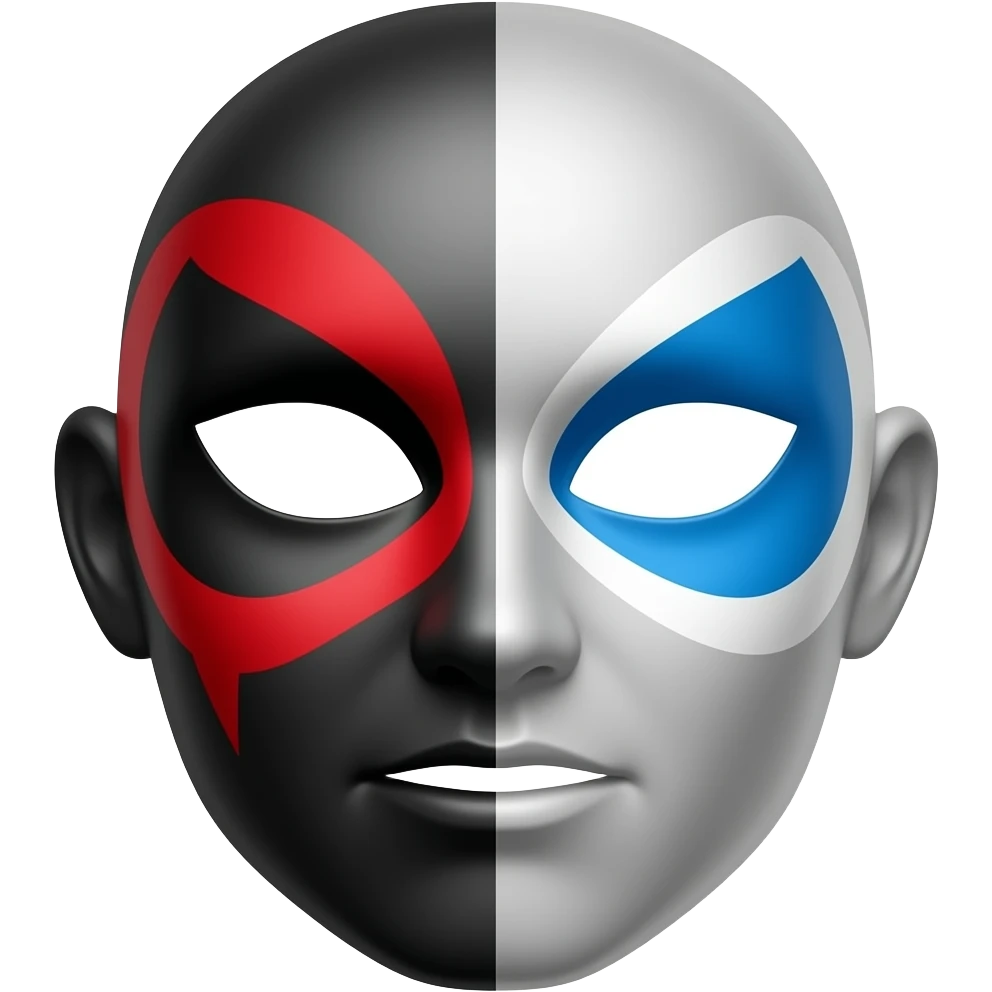 Que sea como esa mascara pero en lugar de rojo negro y en lugar de azul blanco emoji