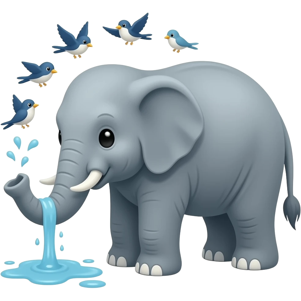 a little elephant had a spill on the floor and little birds orbiting around elephants head emoji