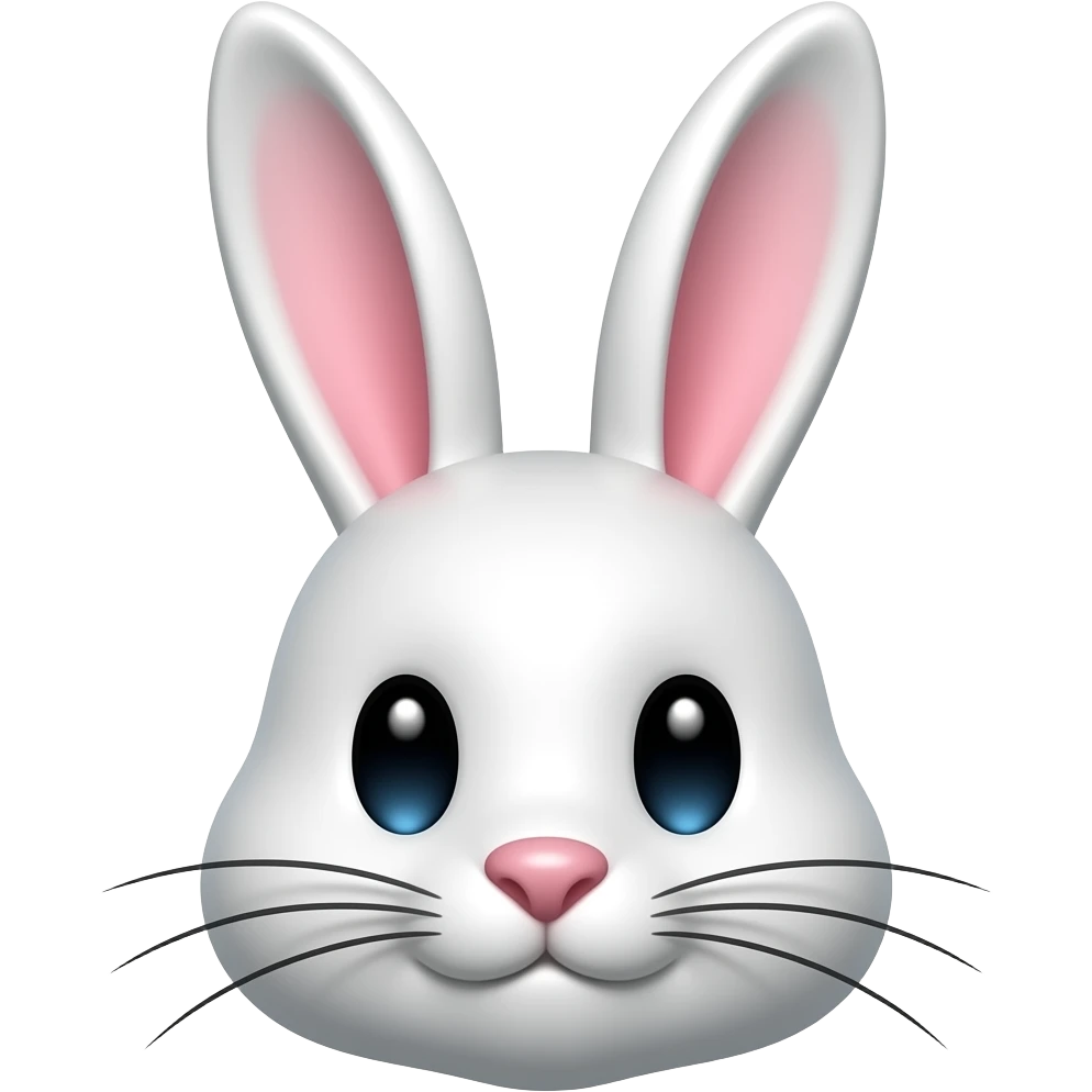 pure white bunny head and emoji