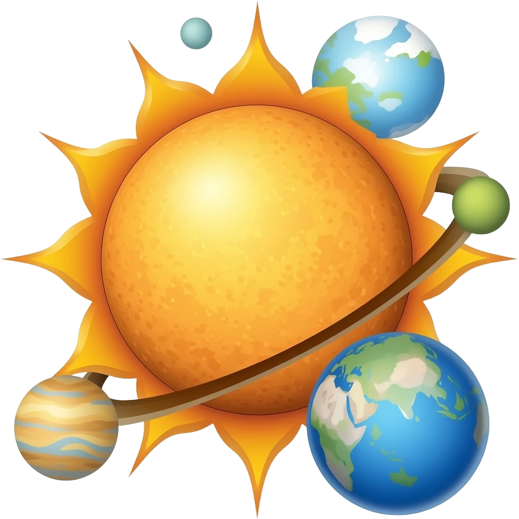 faire emoji avec systeme solaire soleil et planète emoji