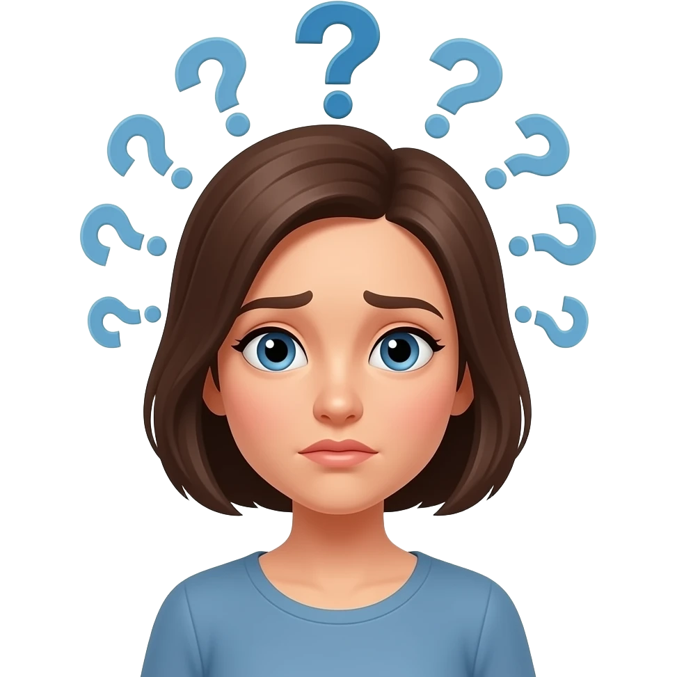a person in confusion lot of question marks on her head emoji