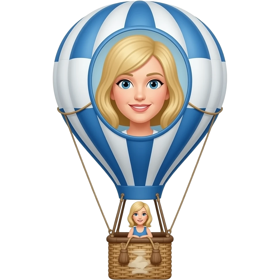 hot air balloon with blond woman in it emoji