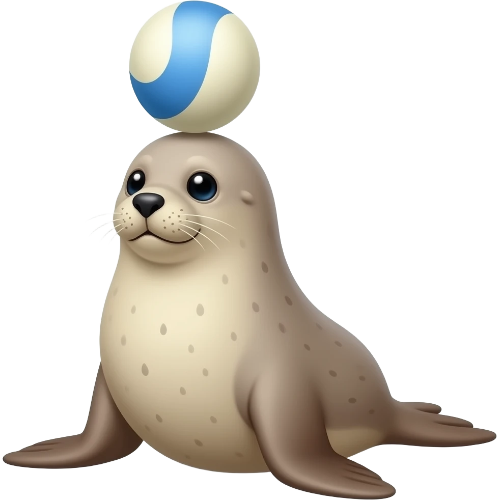 Cartoon seal balance a ball emoji