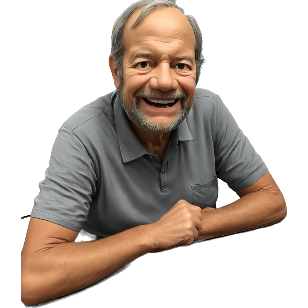 smiling old man with cake emoji