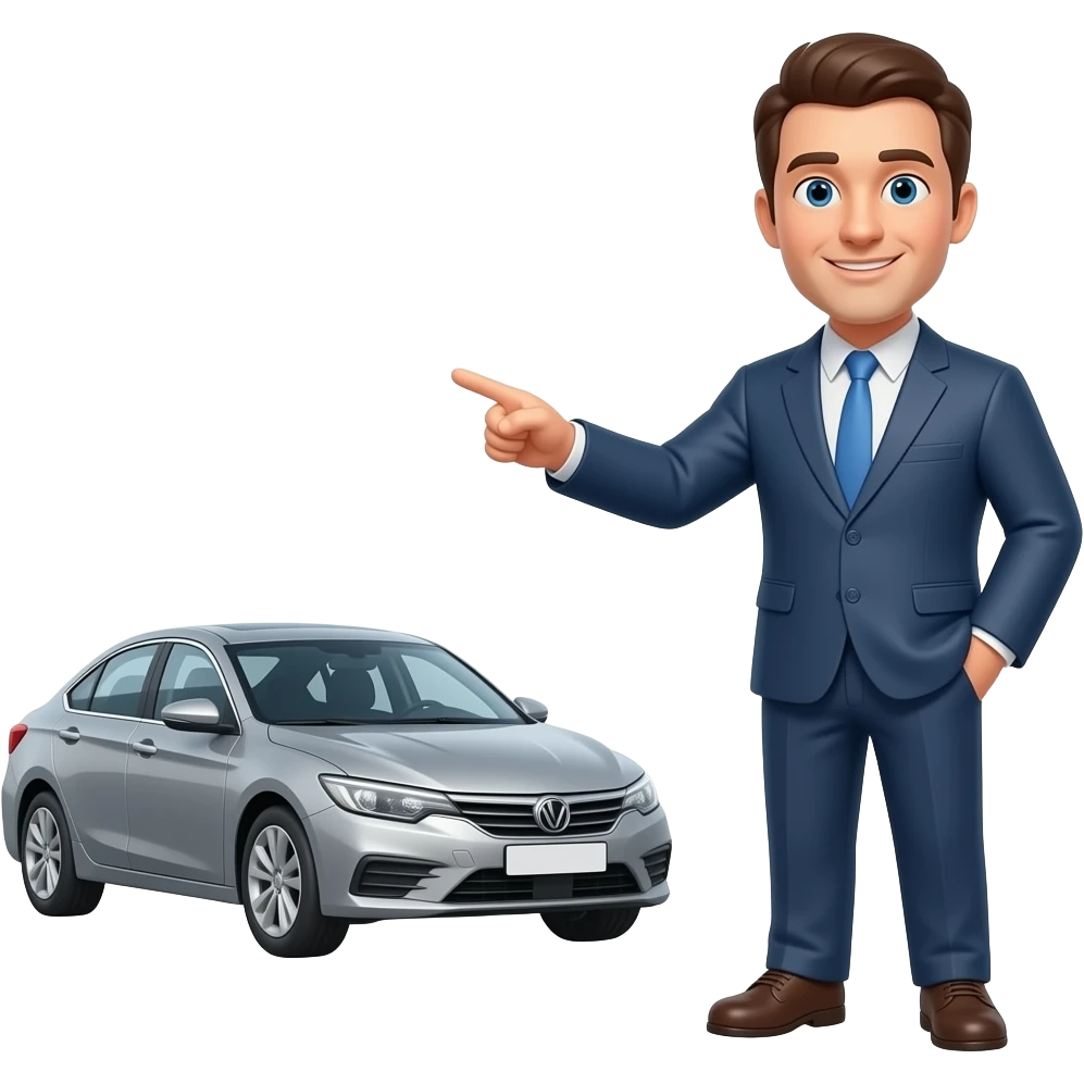 a man pointing to a car from the distance emoji