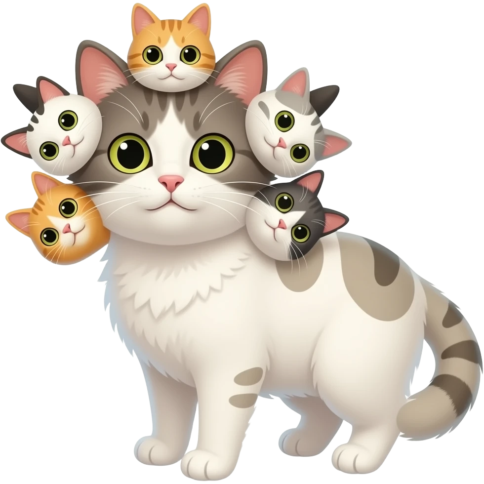 cat with eight different heads emoji