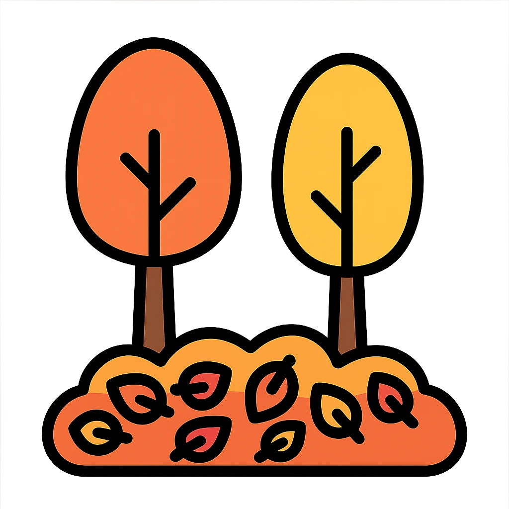 autumn fall scene with trees and a carpet of colorful leaves emoji