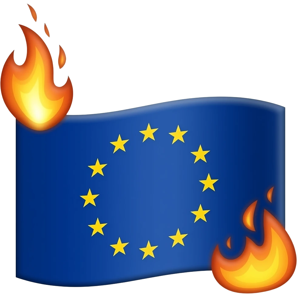 Burning EU flag emoji
